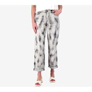 Turbie Twist Women's Petite Pants 30P Tie-Dye Boyfriend Jeans Gray A598805